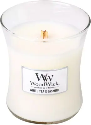 WoodWick Medium Candle White Tea & Jasmine 3 WoodWick Medium Candle White Tea & Jasmine