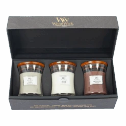 Woodwick Deluxe Gift Set Mini Jar Woody - Geurkaars