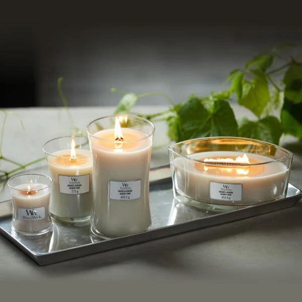 WoodWick Large Candle - Smoked Jasmine 5 WoodWick Large Candle - Smoked Jasmine - Afbeelding 3