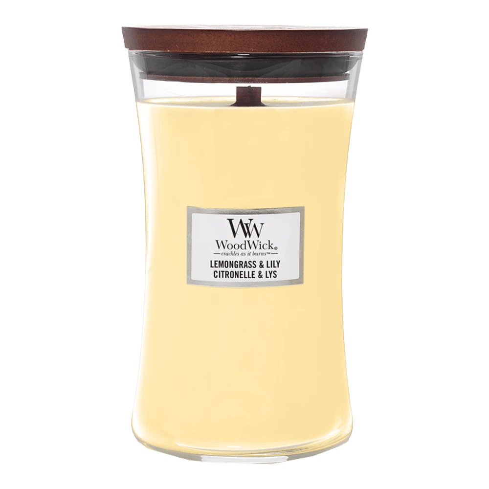 Woodwick Lemongrass & Lily Large Candle - Geurkaars 3 Woodwick Lemongrass & Lily Large Candle - Geurkaars