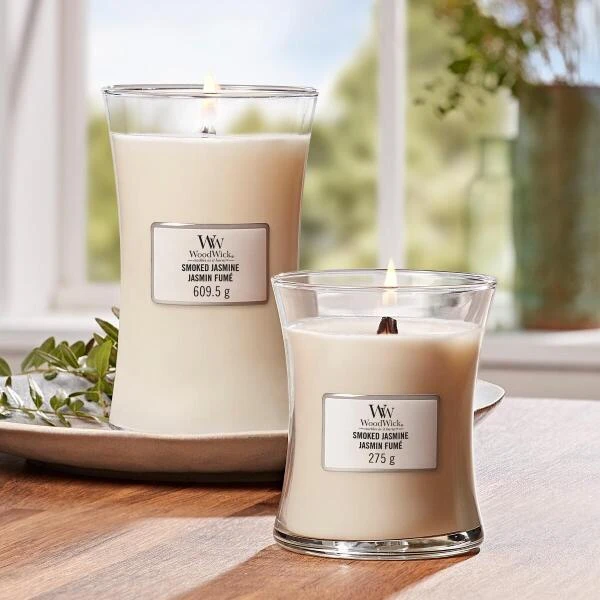 WoodWick Medium Candle - Smoked Jasmine 4 WoodWick Medium Candle - Smoked Jasmine - Afbeelding 2