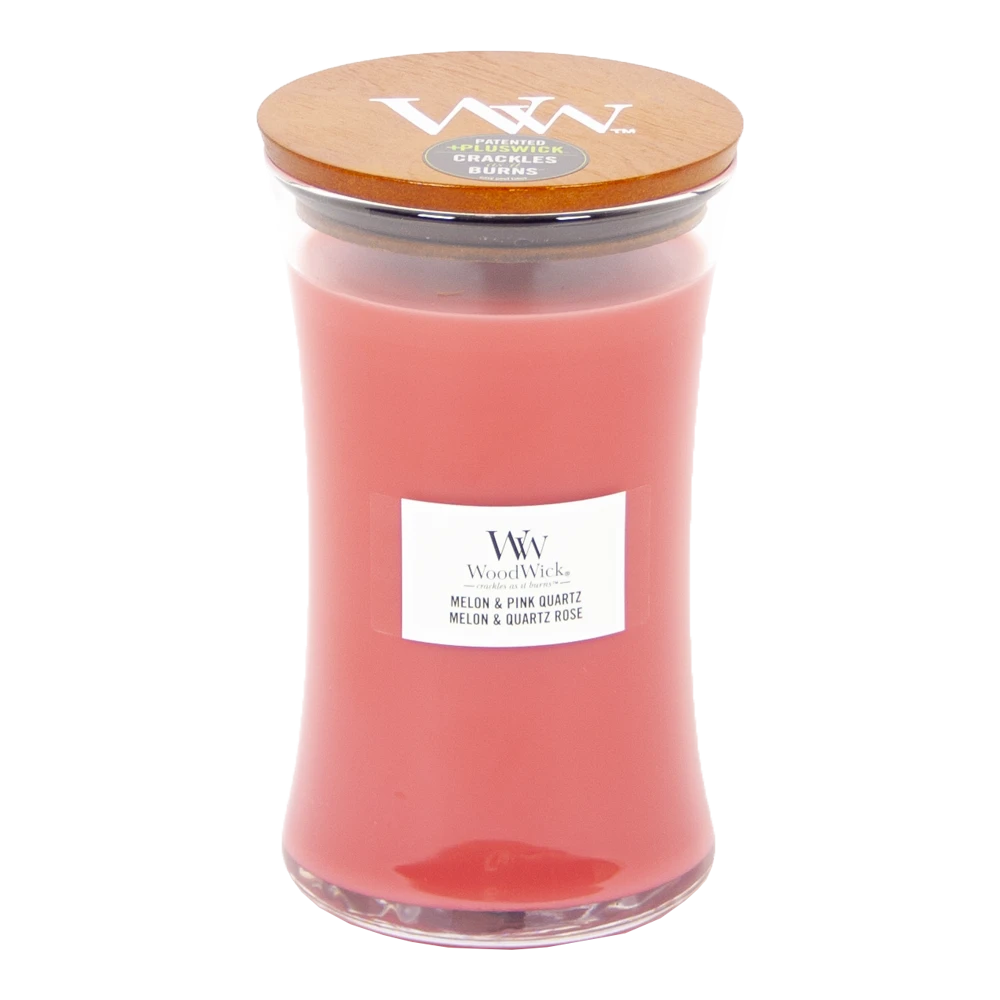 Woodwick Melon & Pink Quartz Large Candle - Geurkaars 3 Woodwick Melon & Pink Quartz Large Candle - Geurkaars