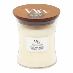 Woodwick White Tea & Jasmine Medium Candle - Geurkaars