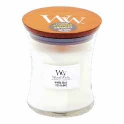 Woodwick White Teak Medium Candle - Geurkaars